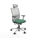 Haches traslack malla blanca bali verde esmeralda brazos blancos base aluminio cabecero malla 2D ruedas 65mm engomadas