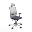 Haches traslack malla blanca bali gris oscuro brazos blancos base aluminio cabecero malla 2D ruedas 65mm engomadas