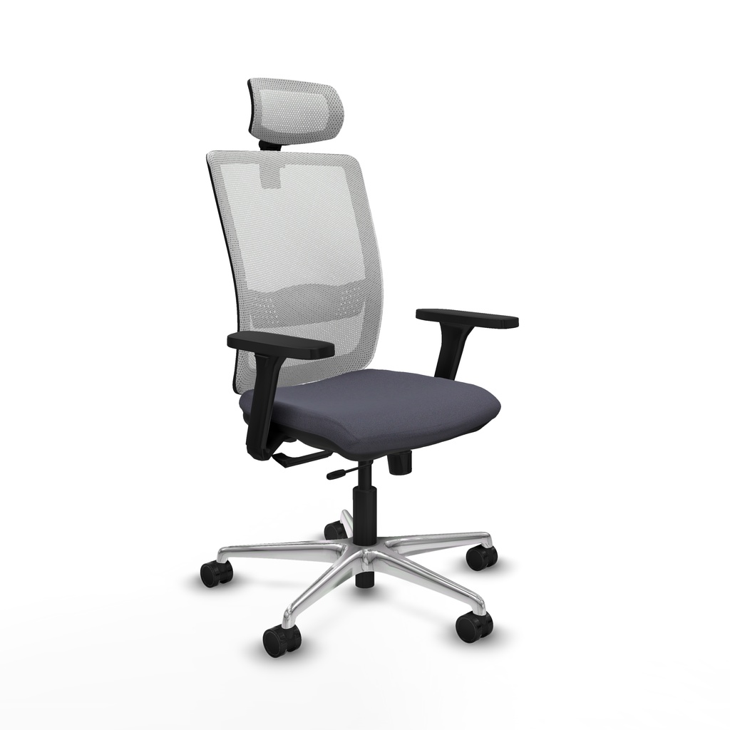 Haches traslack malla blanca bali gris oscuro brazos 3D base aluminio cabecero malla 2D ruedas 65mm nailon