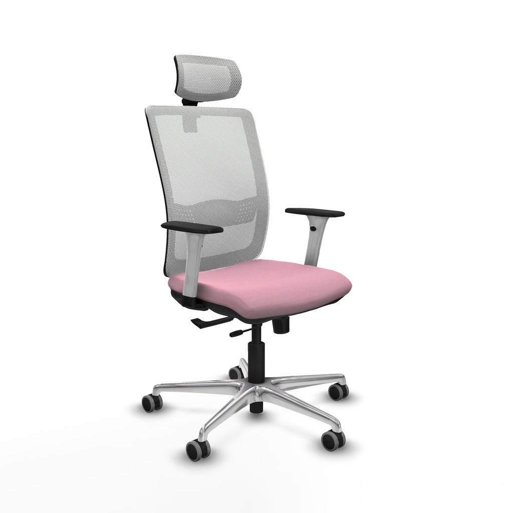 Haches traslack malla blanca bali rosa brazos blancos base aluminio cabecero malla 2D ruedas 65mm engomadas