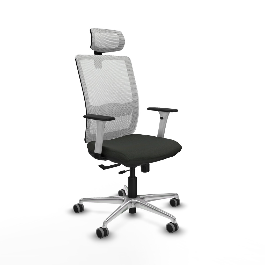 Haches traslack malla blanca bali negro brazos blancos base aluminio cabecero malla 2D ruedas 65mm engomadas