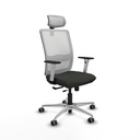 Haches traslack malla blanca bali negro brazos blancos base aluminio cabecero malla 2D ruedas 65mm engomadas