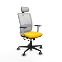 Haches traslack malla blanca similpiel amarillo brazos blancos base nailon cabecero malla 2D ruedas 65mm engomadas