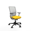 Haches traslack malla blanca similpiel amarillo brazos blancos base nailon ruedas 65mm nailon