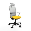 Haches traslack malla blanca similpiel amarillo brazos blancos base nailon cabecero malla 2D ruedas 65mm nailon