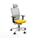 Haches traslack malla blanca similpiel amarillo brazos 1D base blanca cabecero malla 2D ruedas 65mm nailon