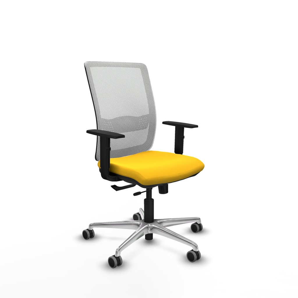 Haches traslack malla blanca similpiel amarillo brazos 1D base aluminio ruedas 65mm engomadas