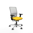 Haches traslack malla blanca similpiel amarillo brazos 2D base aluminio ruedas 65mm engomadas