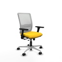Haches traslack malla blanca similpiel amarillo brazos 3D base aluminio ruedas 65mm nailon