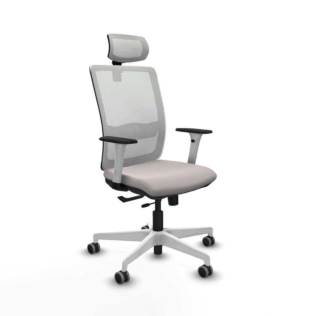 Haches traslack malla blanca similpiel blanco brazos blancos base blanca cabecero malla 2D ruedas 65mm engomadas