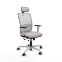 Haches traslack malla blanca similpiel blanco brazos blancos base aluminio cabecero malla 2D ruedas 65mm engomadas