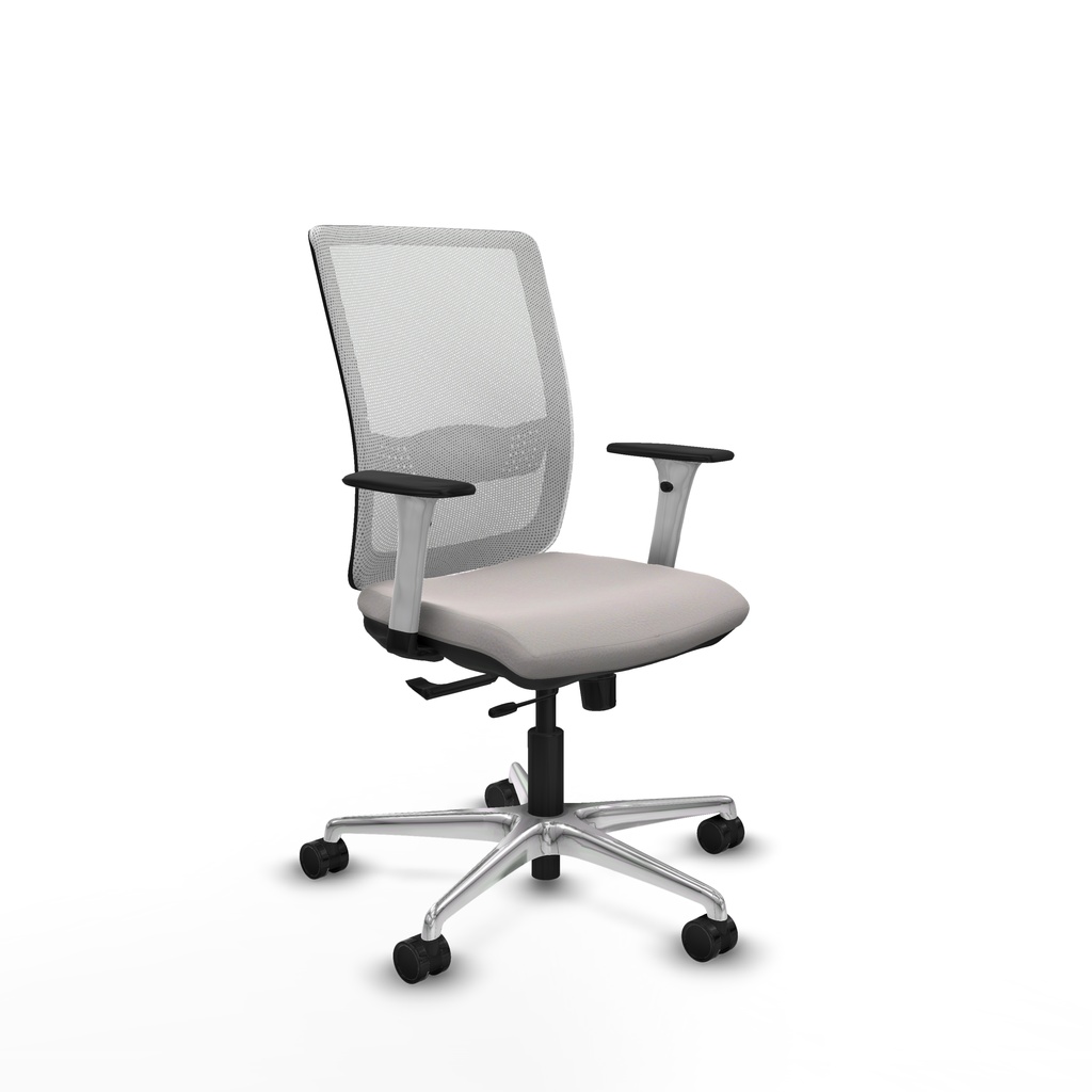 Haches traslack malla blanca similpiel blanco brazos blancos base aluminio ruedas 65mm nailon