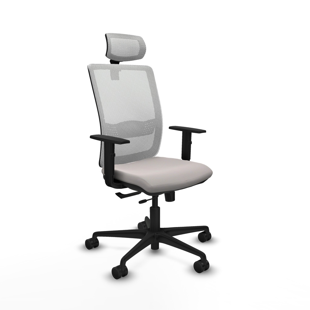 Haches traslack malla blanca similpiel blanco brazos 1D base nailon cabecero malla 2D ruedas 65mm nailon