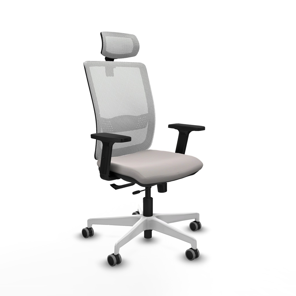 Haches traslack malla blanca similpiel blanco brazos 2D base blanca cabecero malla 2D ruedas 65mm engomadas