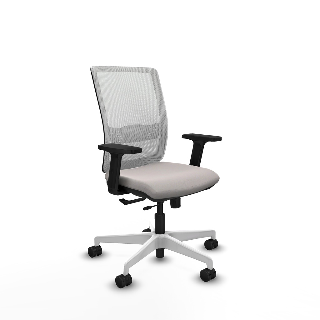 Haches traslack malla blanca similpiel blanco brazos 2D base blanca ruedas 65mm nailon
