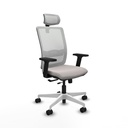 Haches traslack malla blanca similpiel blanco brazos 2D base blanca cabecero malla 2D ruedas 65mm nailon