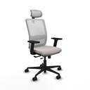 Haches traslack malla blanca similpiel blanco brazos 2D base nailon cabecero malla 2D ruedas 65mm nailon