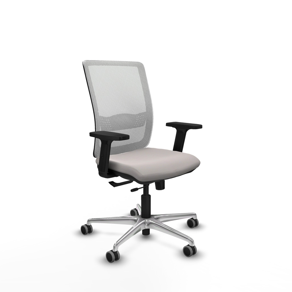 Haches traslack malla blanca similpiel blanco brazos 2D base aluminio ruedas 65mm engomadas