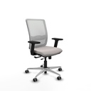 Haches traslack malla blanca similpiel blanco brazos 2D base aluminio ruedas 65mm engomadas