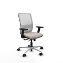 Haches traslack malla blanca similpiel blanco brazos 2D base aluminio ruedas 65mm nailon