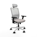 Haches traslack malla blanca similpiel blanco brazos 3D base blanca cabecero malla 2D ruedas 65mm nailon