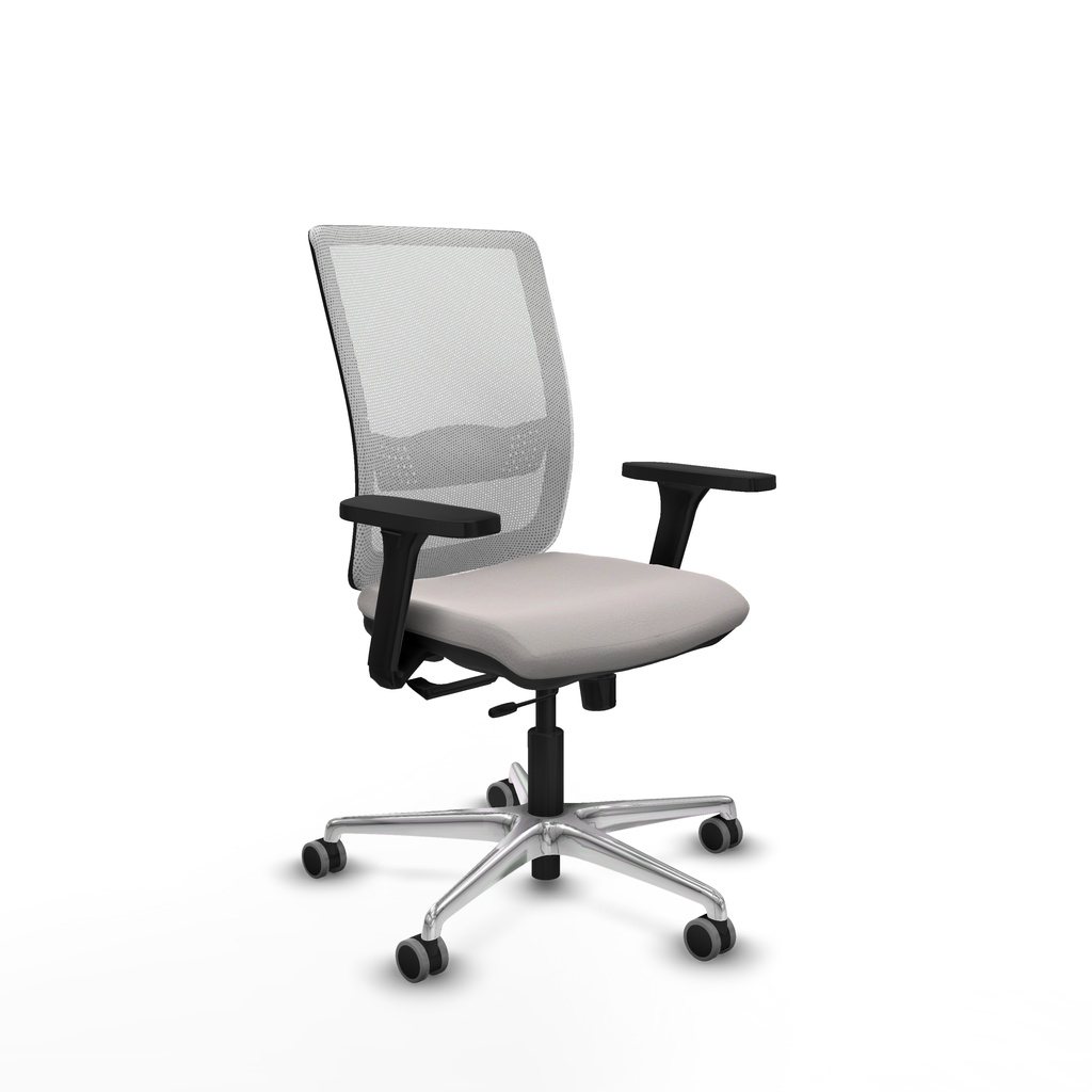 Haches traslack malla blanca similpiel blanco brazos 3D base aluminio ruedas 65mm engomadas