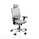 Haches traslack malla blanca similpiel blanco brazos 3D base aluminio cabecero malla 2D ruedas 65mm nailon