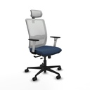 Haches traslack malla blanca similpiel azul marino brazos blancos base nailon cabecero malla 2D ruedas 65mm nailon