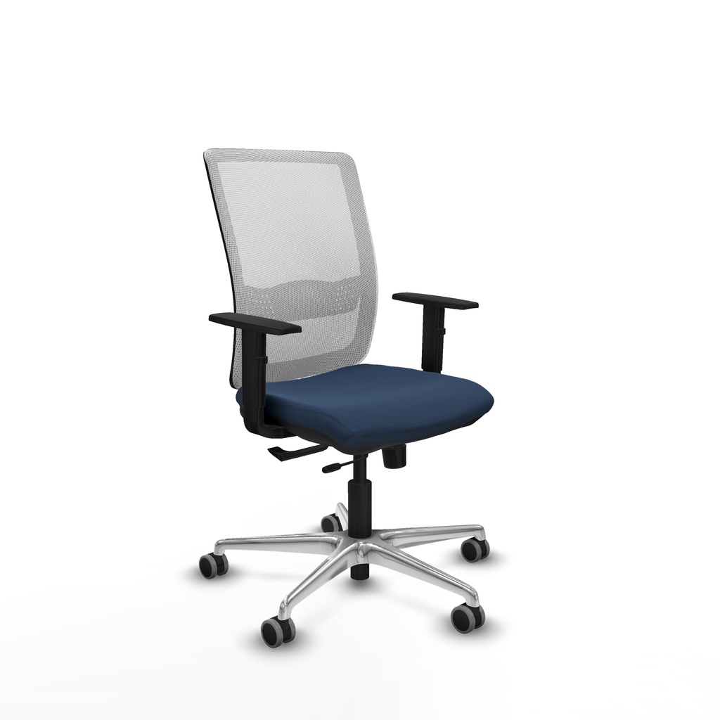 Haches traslack malla blanca similpiel azul marino brazos 1D base aluminio ruedas 65mm engomadas
