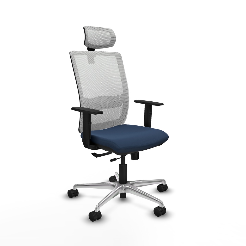 Haches traslack malla blanca similpiel azul marino brazos 1D base aluminio cabecero malla 2D ruedas 65mm nailon