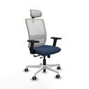 Haches traslack malla blanca similpiel azul marino brazos 2D base blanca cabecero malla 2D ruedas 65mm engomadas
