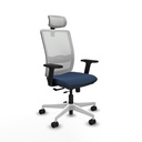 Haches traslack malla blanca similpiel azul marino brazos 2D base blanca cabecero malla 2D ruedas 65mm nailon