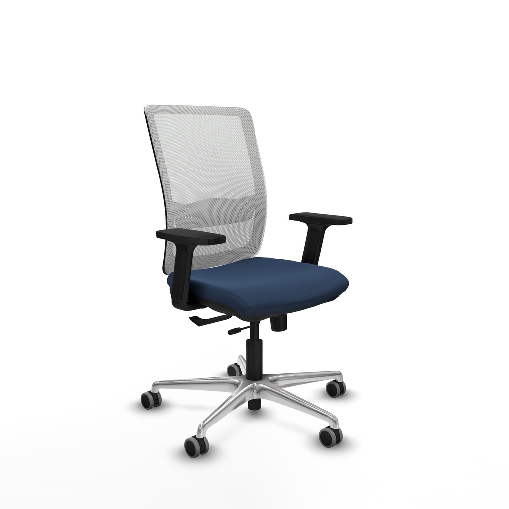 Haches traslack malla blanca similpiel azul marino brazos 2D base aluminio ruedas 65mm engomadas