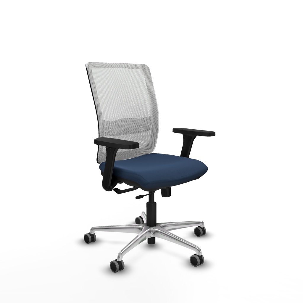 Haches traslack malla blanca similpiel azul marino brazos 3D base aluminio ruedas 65mm engomadas
