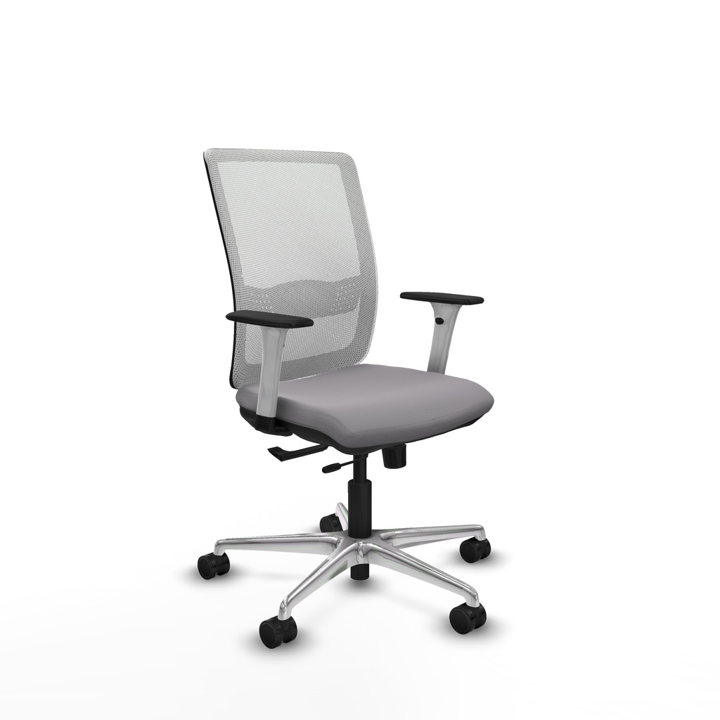 Haches traslack malla blanca similpiel gris brazos blancos base aluminio ruedas 65mm nailon