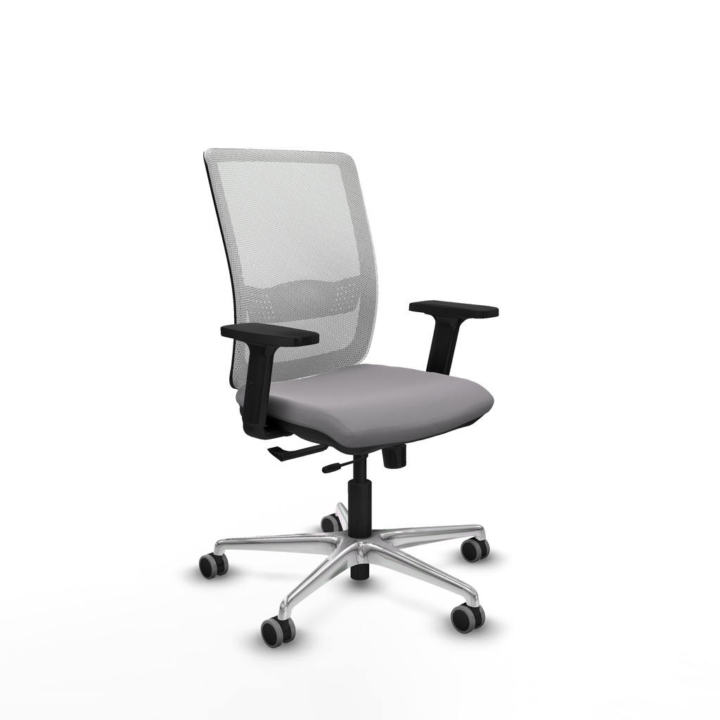 Haches traslack malla blanca similpiel gris brazos 2D base aluminio ruedas 65mm engomadas