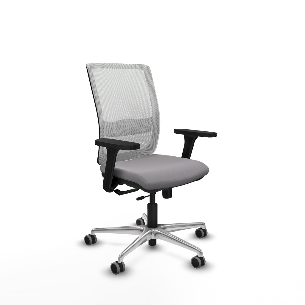 Haches traslack malla blanca similpiel gris brazos 3D base aluminio ruedas 65mm engomadas