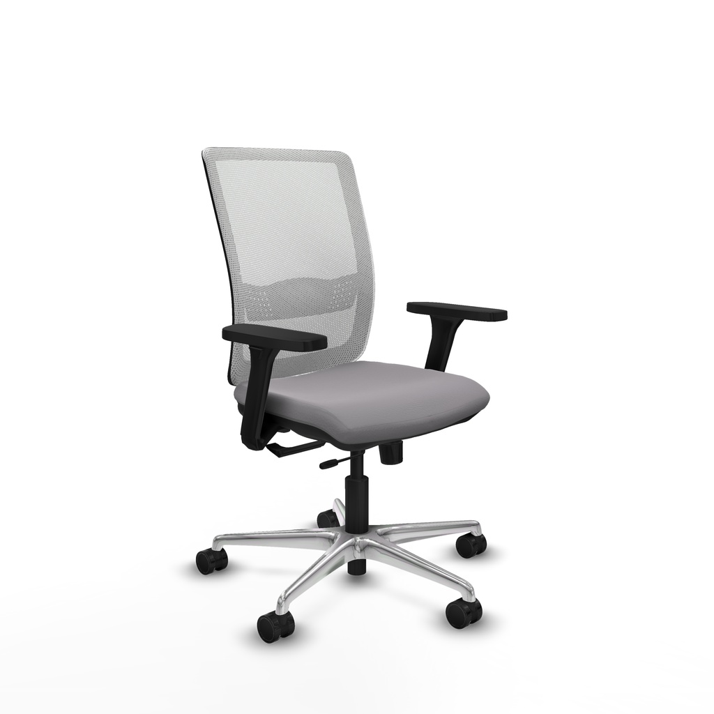 Haches traslack malla blanca similpiel gris brazos 3D base aluminio ruedas 65mm nailon