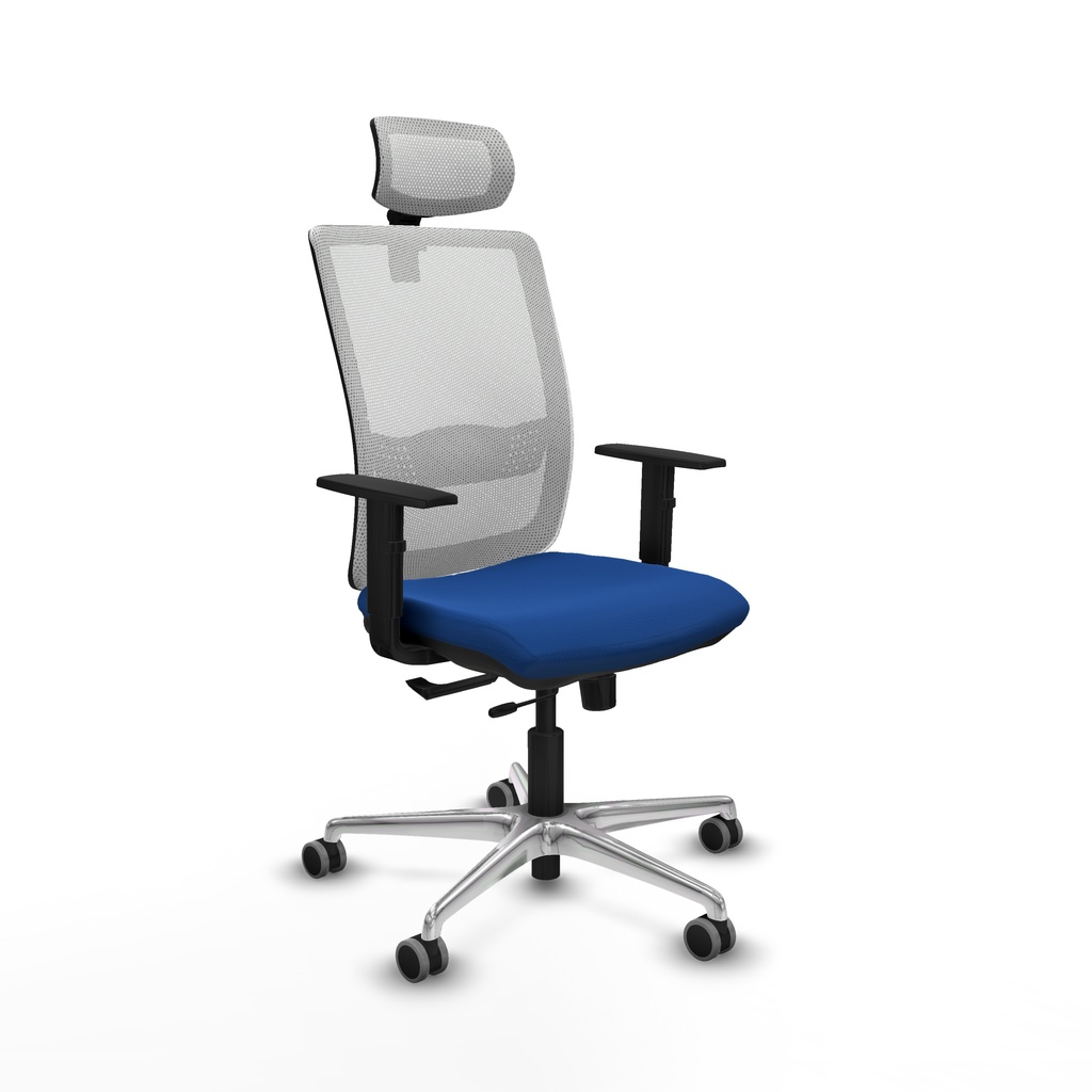 Haches traslack malla blanca similpiel azul brazos 1D base aluminio cabecero malla 2D ruedas 65mm engomadas