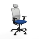 Haches traslack malla blanca similpiel azul brazos 2D base nailon cabecero malla 2D ruedas 65mm nailon