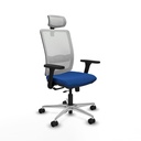 Haches traslack malla blanca similpiel azul brazos 3D base aluminio cabecero malla 2D ruedas 65mm nailon