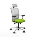 Haches traslack malla blanca similpiel pistacho brazos blancos base aluminio cabecero malla 2D ruedas 65mm engomadas