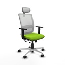 Haches traslack malla blanca similpiel pistacho brazos 1D base aluminio cabecero malla 2D ruedas 65mm nailon