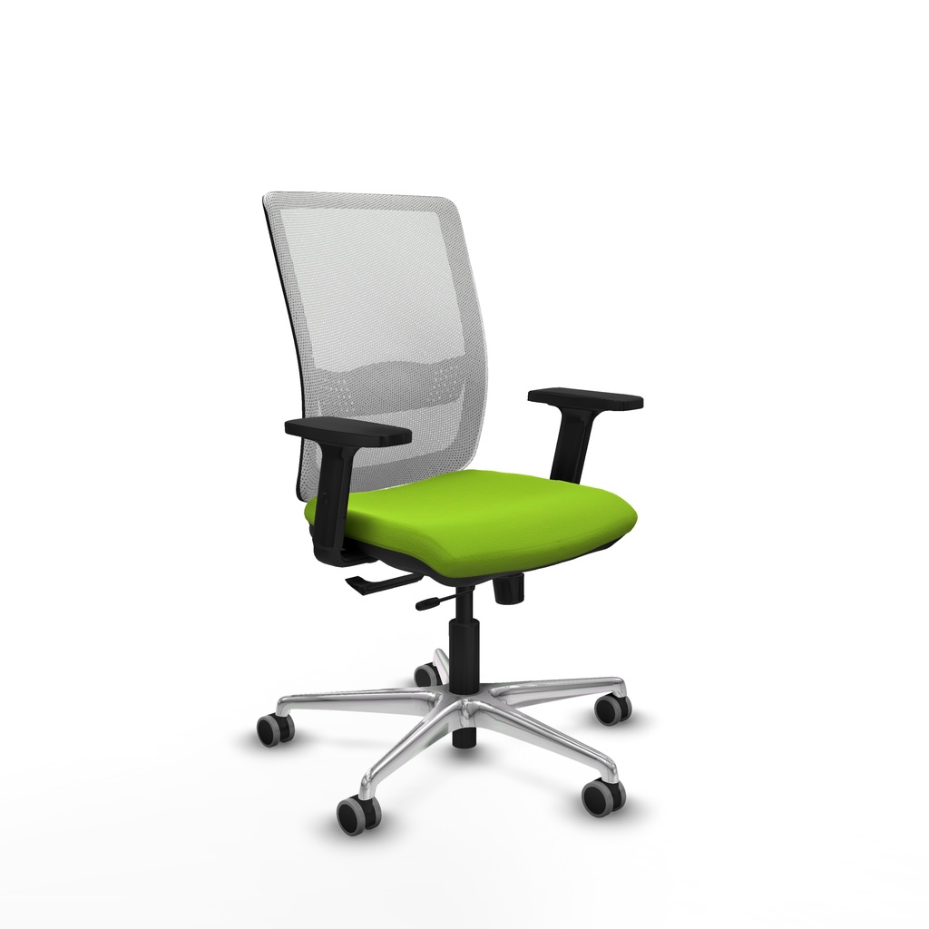 Haches traslack malla blanca similpiel pistacho brazos 2D base aluminio ruedas 65mm engomadas