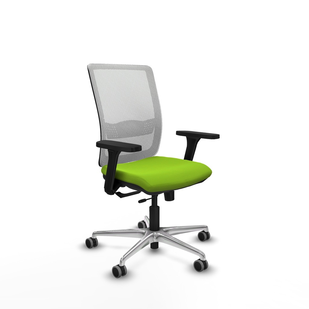 Haches traslack malla blanca similpiel pistacho brazos 3D base aluminio ruedas 65mm engomadas