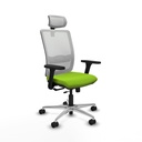 Haches traslack malla blanca similpiel pistacho brazos 3D base aluminio cabecero malla 2D ruedas 65mm nailon