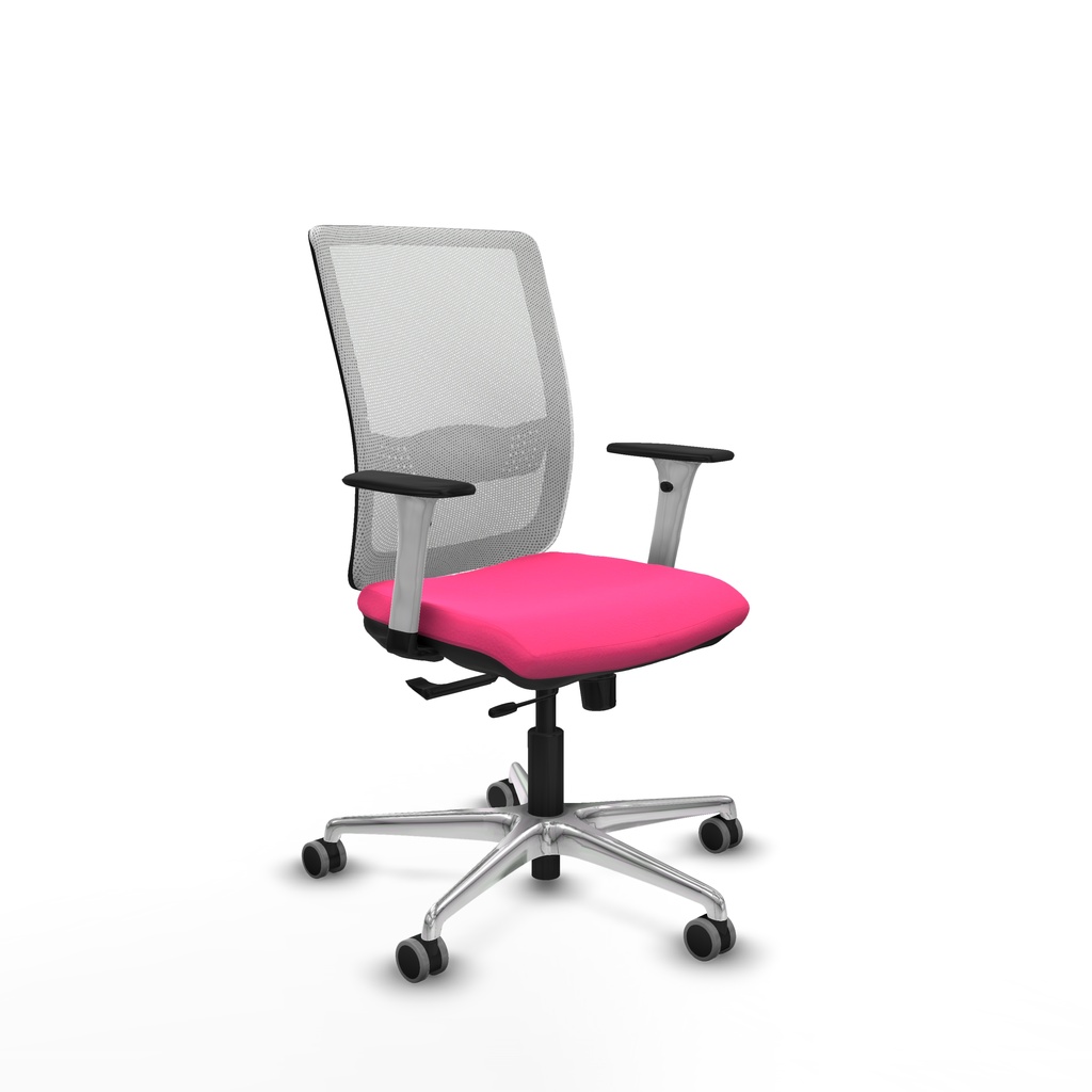 Haches traslack malla blanca similpiel rosa brazos blancos base aluminio ruedas 65mm engomadas