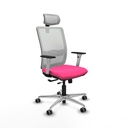 Haches traslack malla blanca similpiel rosa brazos blancos base aluminio cabecero malla 2D ruedas 65mm engomadas