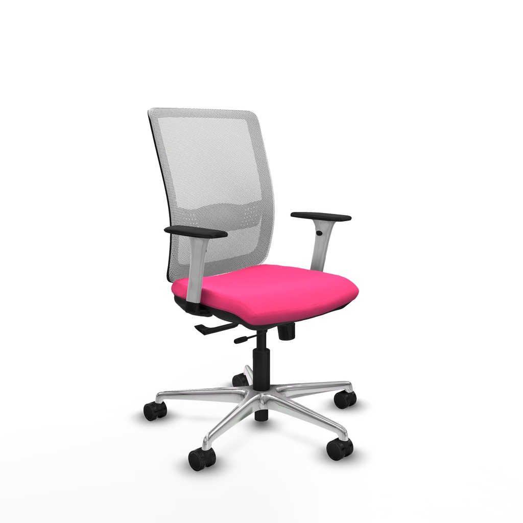 Haches traslack malla blanca similpiel rosa brazos blancos base aluminio ruedas 65mm nailon