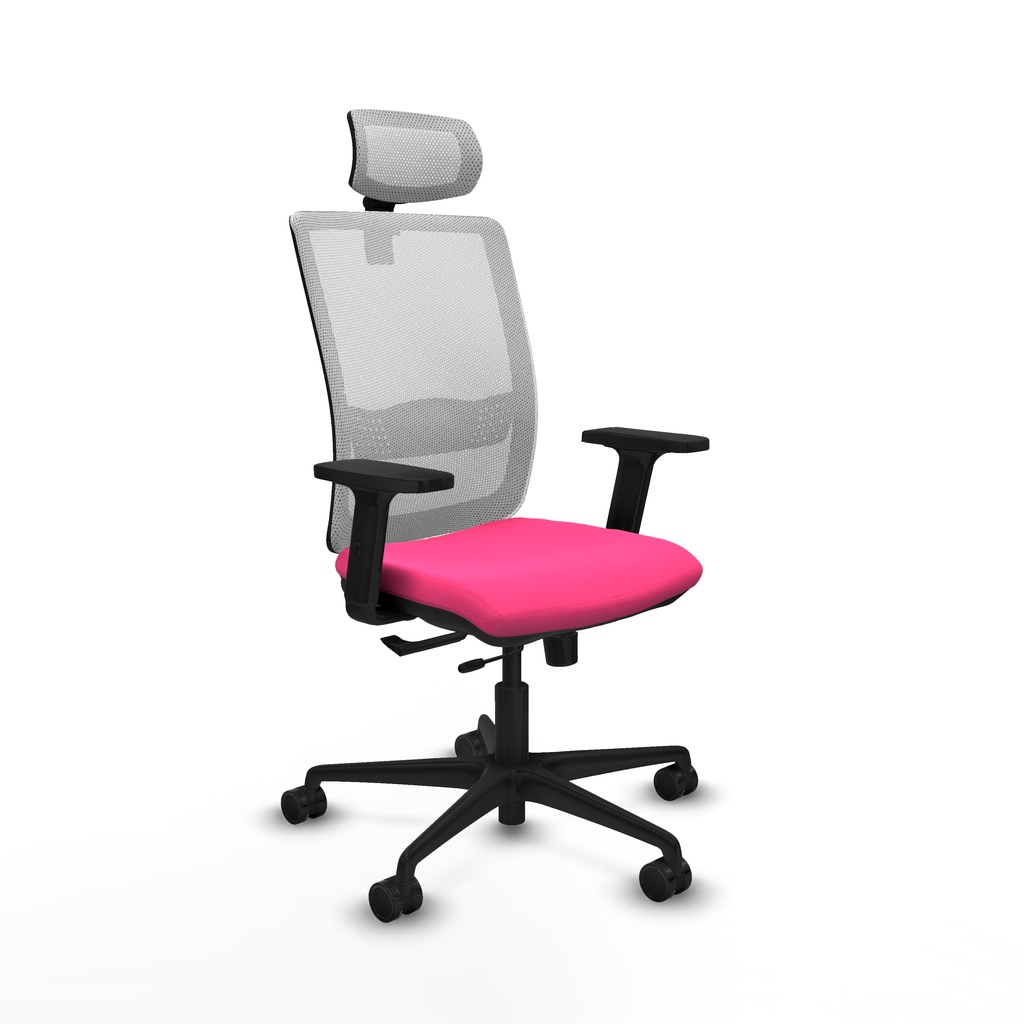 Haches traslack malla blanca similpiel rosa brazos 2D base nailon cabecero malla 2D ruedas 65mm nailon